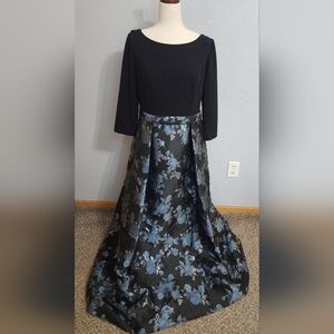 Oleg Cassini Black and Blue Floral Dress